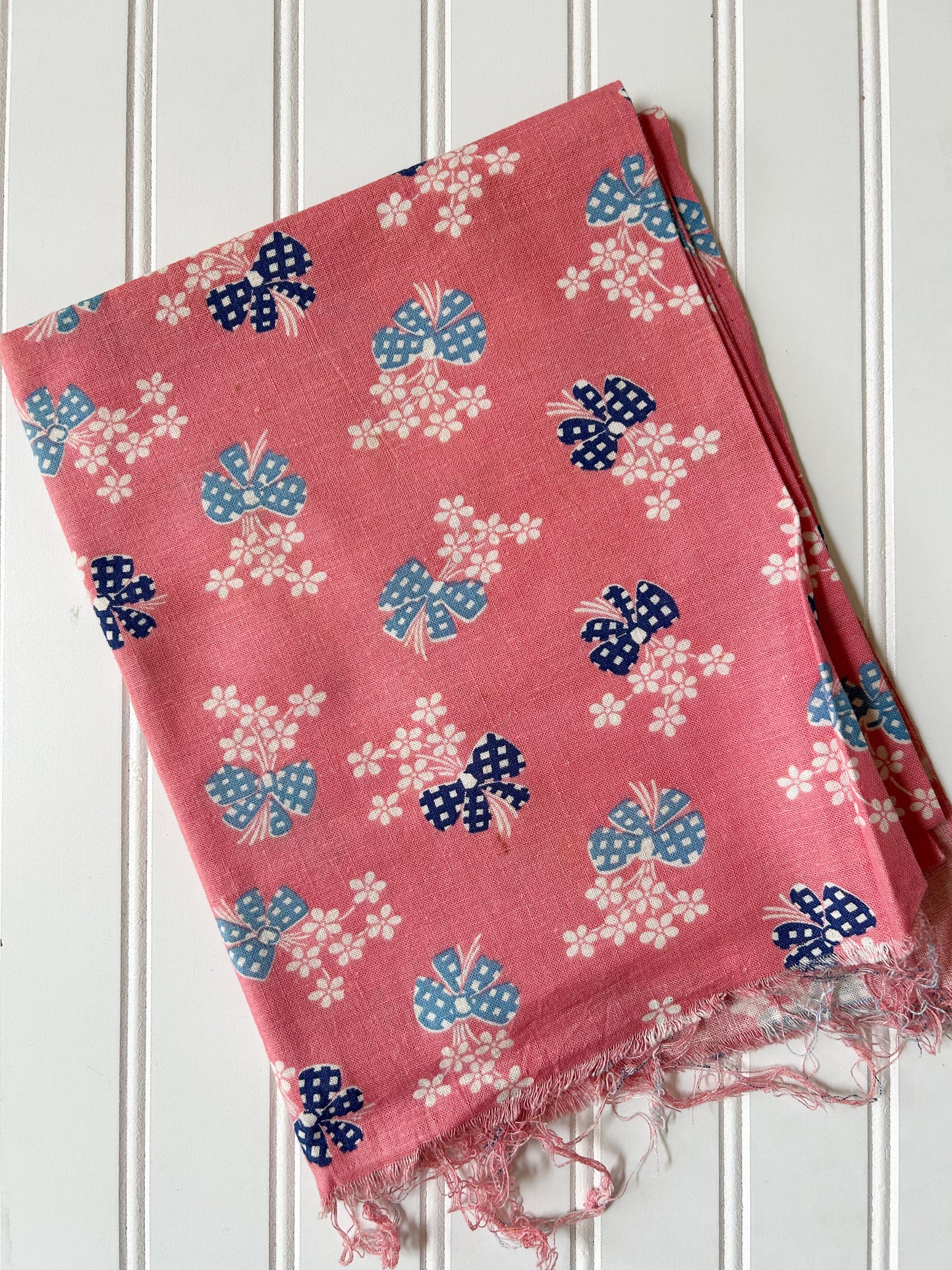 Single Pink Bows Vintage Feed Sack