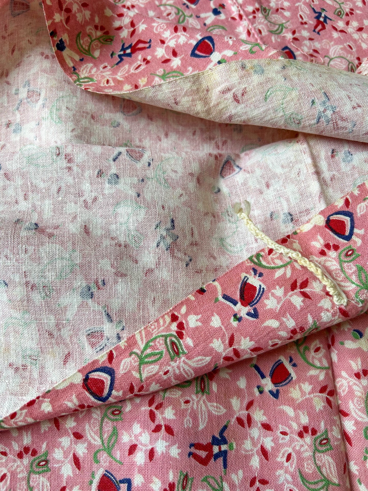 Pair 2 Pink Novelty Vintage Feed Sacks
