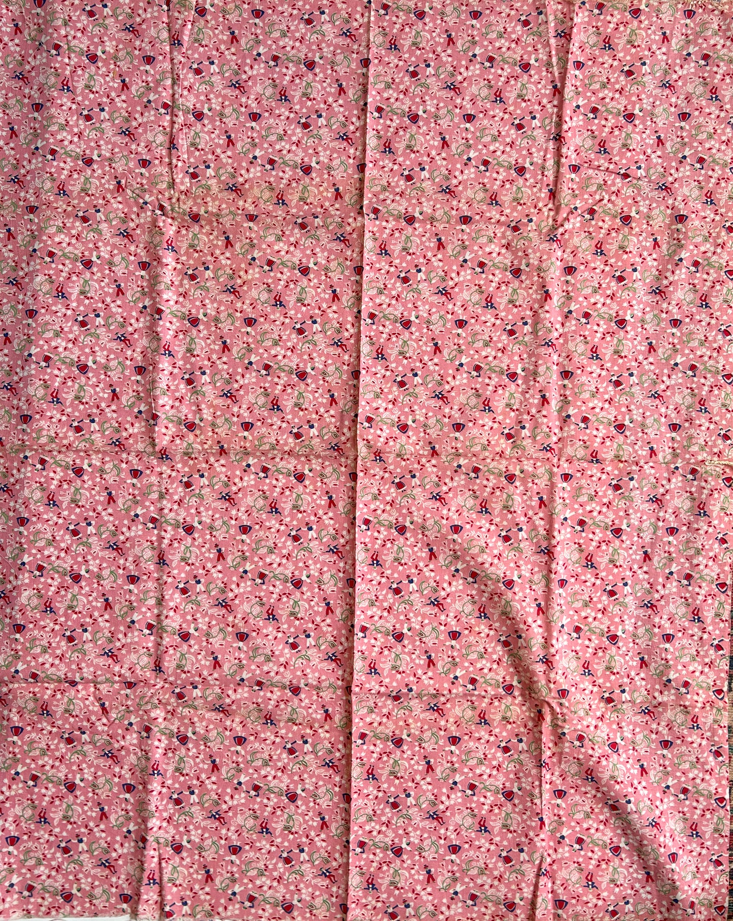 Pair 2 Pink Novelty Vintage Feed Sacks