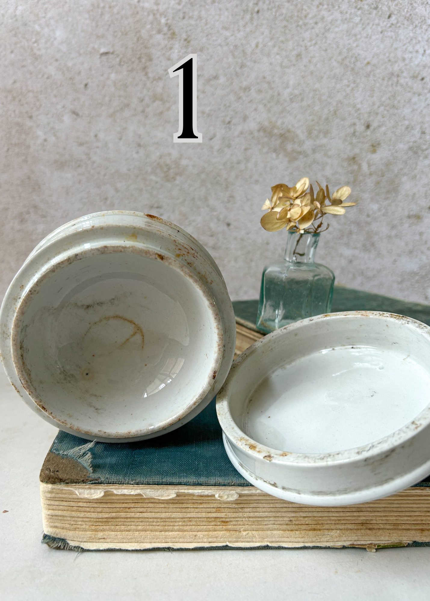 Antique English Ironstone Pots with Lids