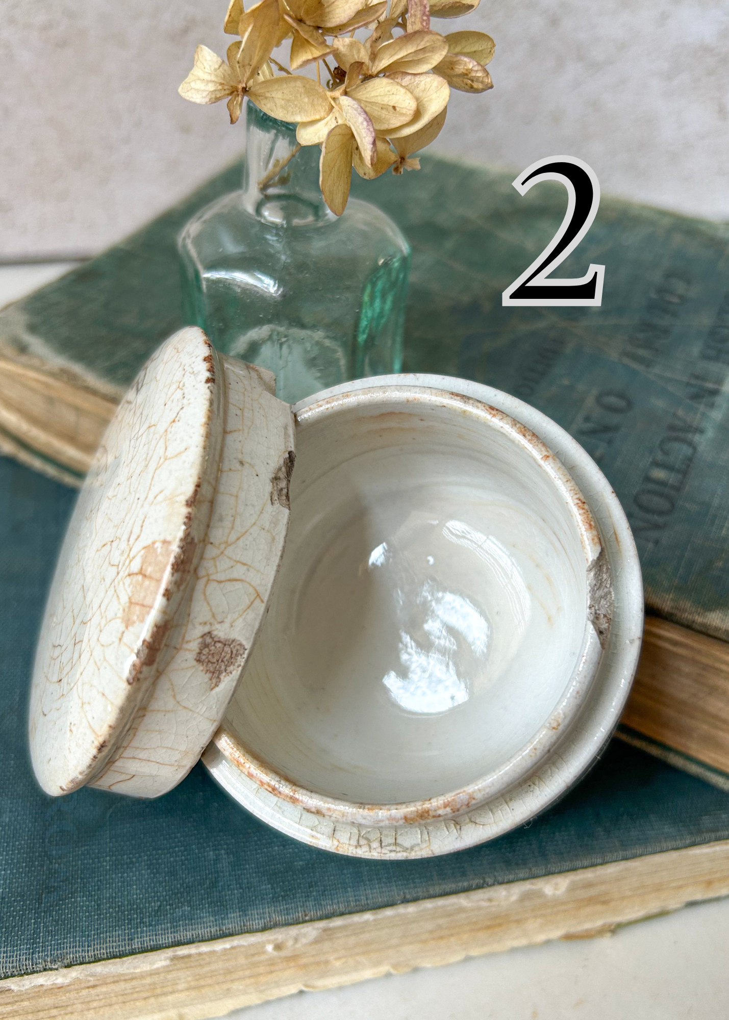Antique English Ironstone Pots with Lids