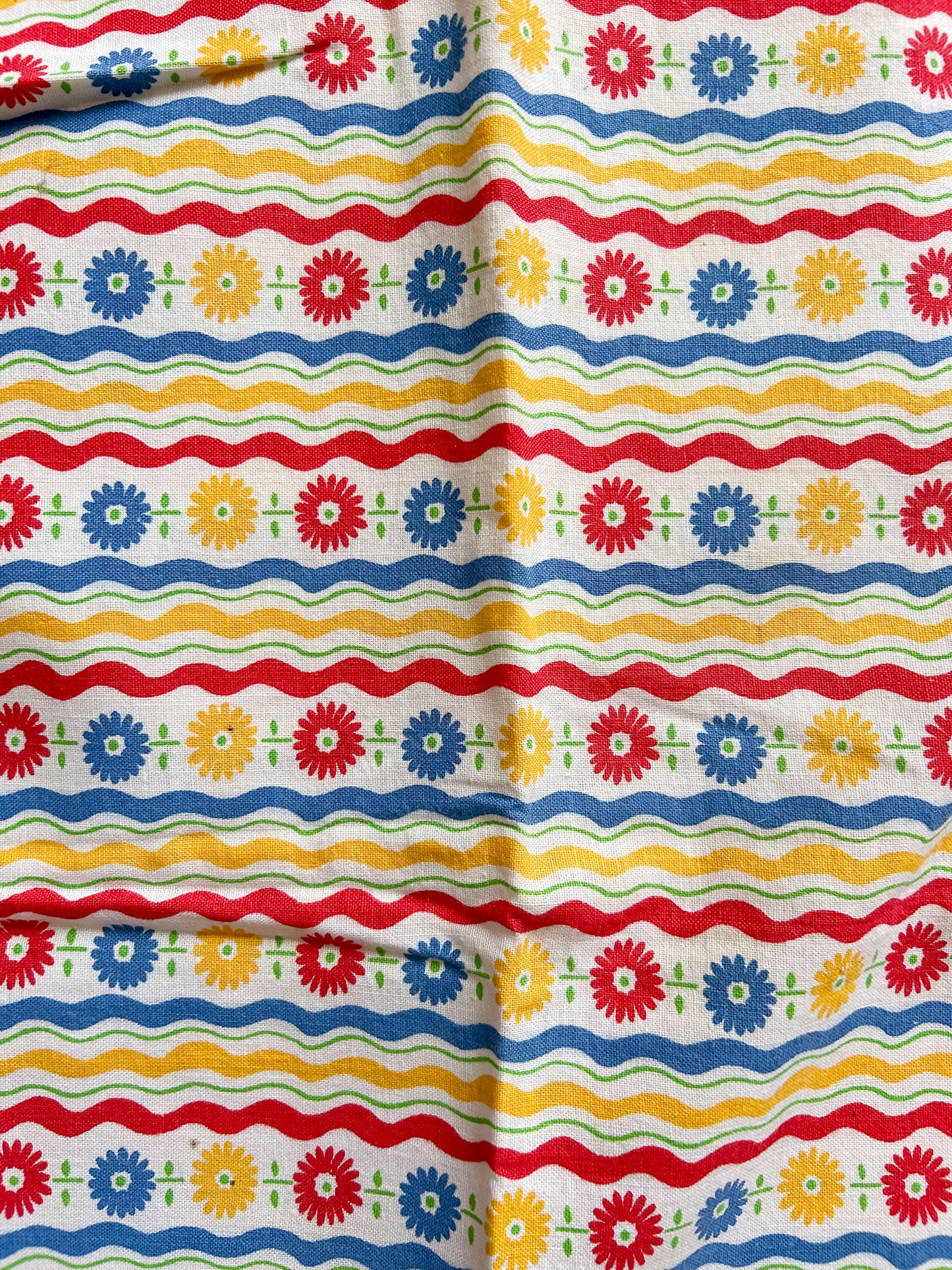 Red, Yellow, and Blue Mod Floral Vintage Feed Sacks