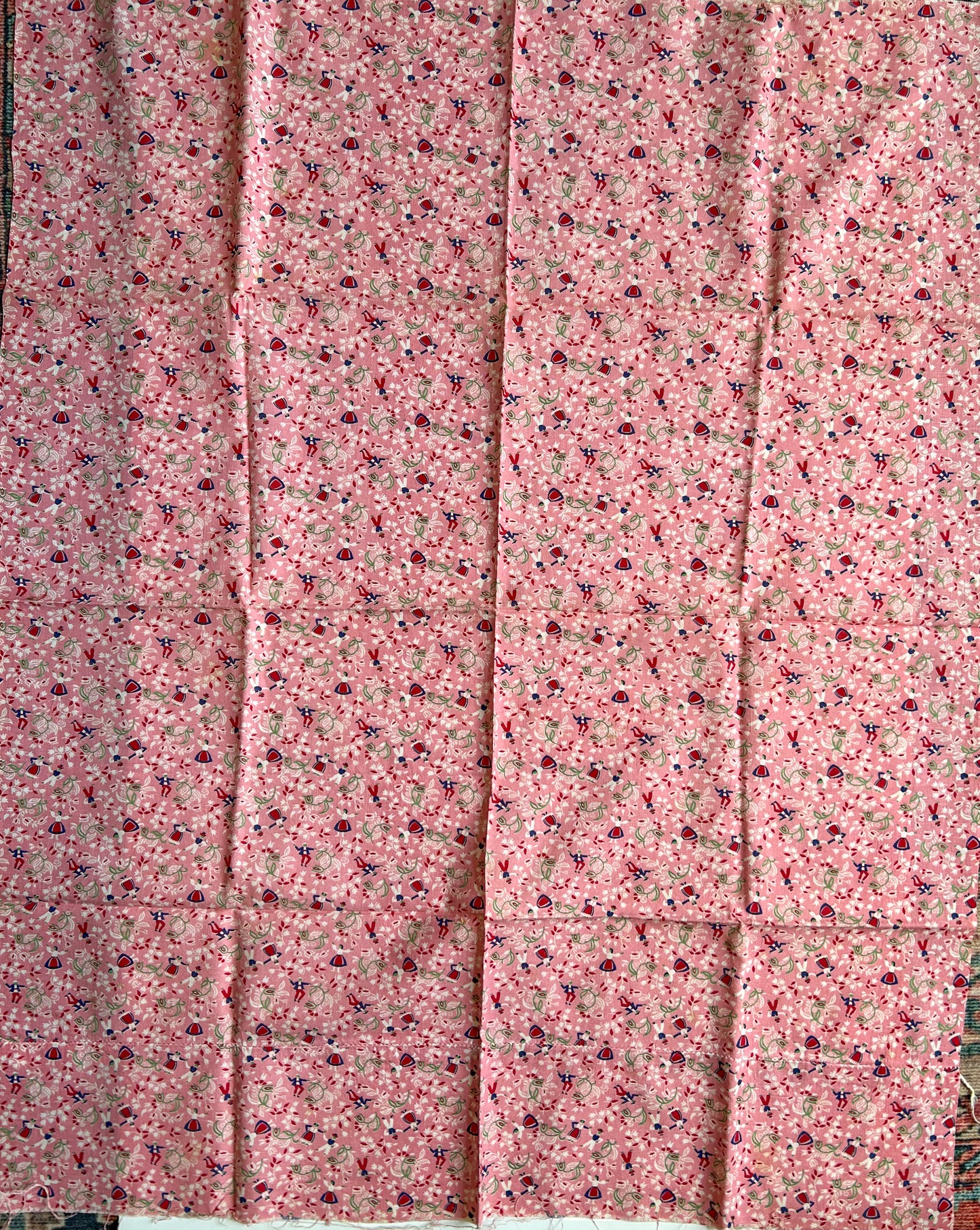 Pair 2 Pink Novelty Vintage Feed Sacks