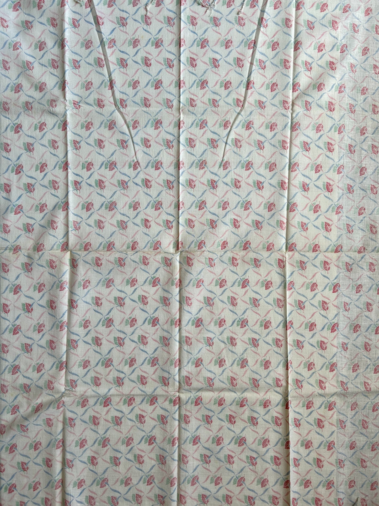 Pair 2 Vintage Leaf Pattern Feed Sacks