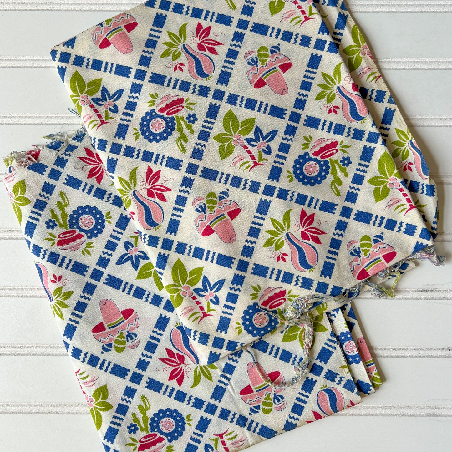 Pair 2 Tropical Novelty Vintage Feed Sacks