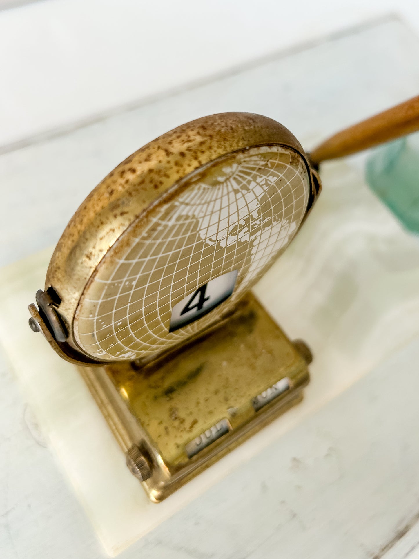 Vintage Brass & Marble Perpetual Calendar