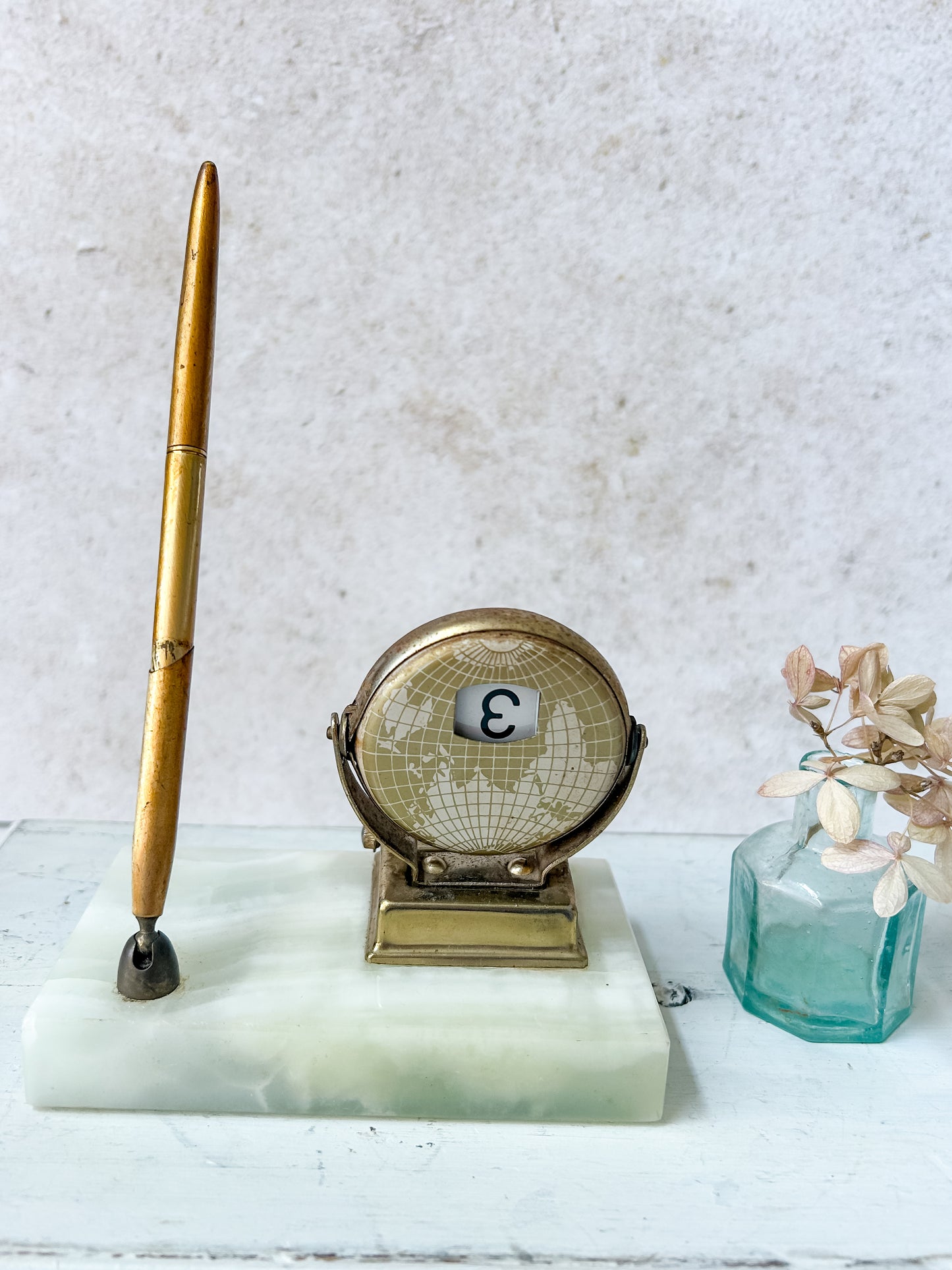 Vintage Brass & Marble Perpetual Calendar