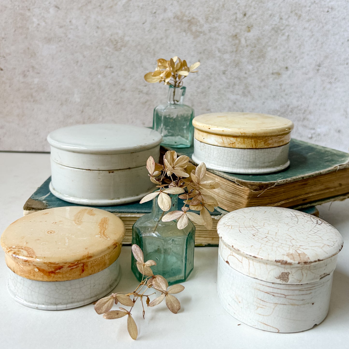 Antique English Ironstone Pots with Lids