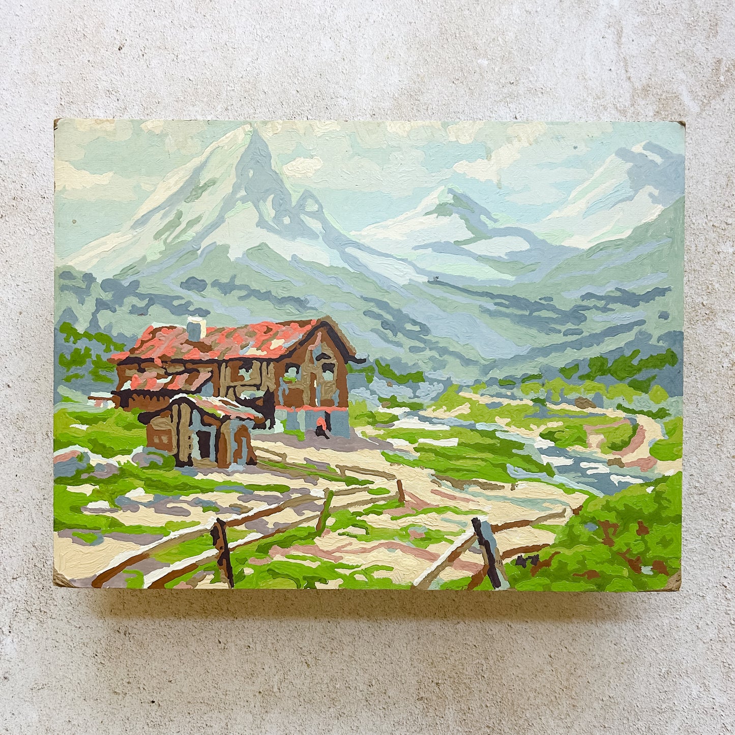 Vintage Paint by Number Mountain Scene