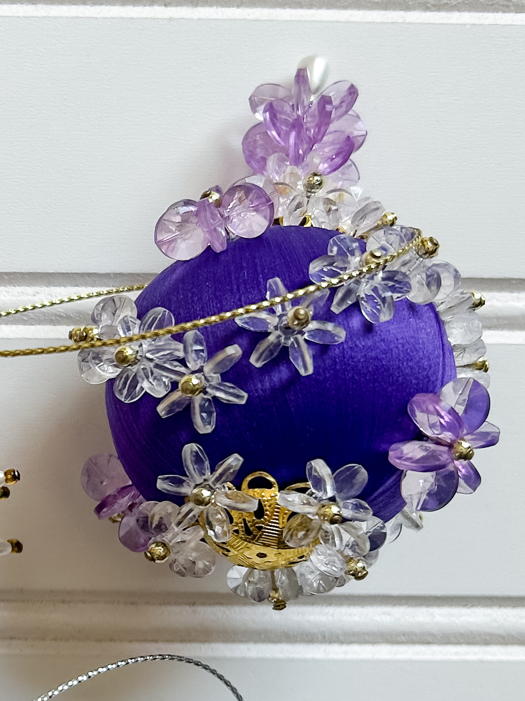Set 4 Vintage Purple & Plum Pincushion Ornaments