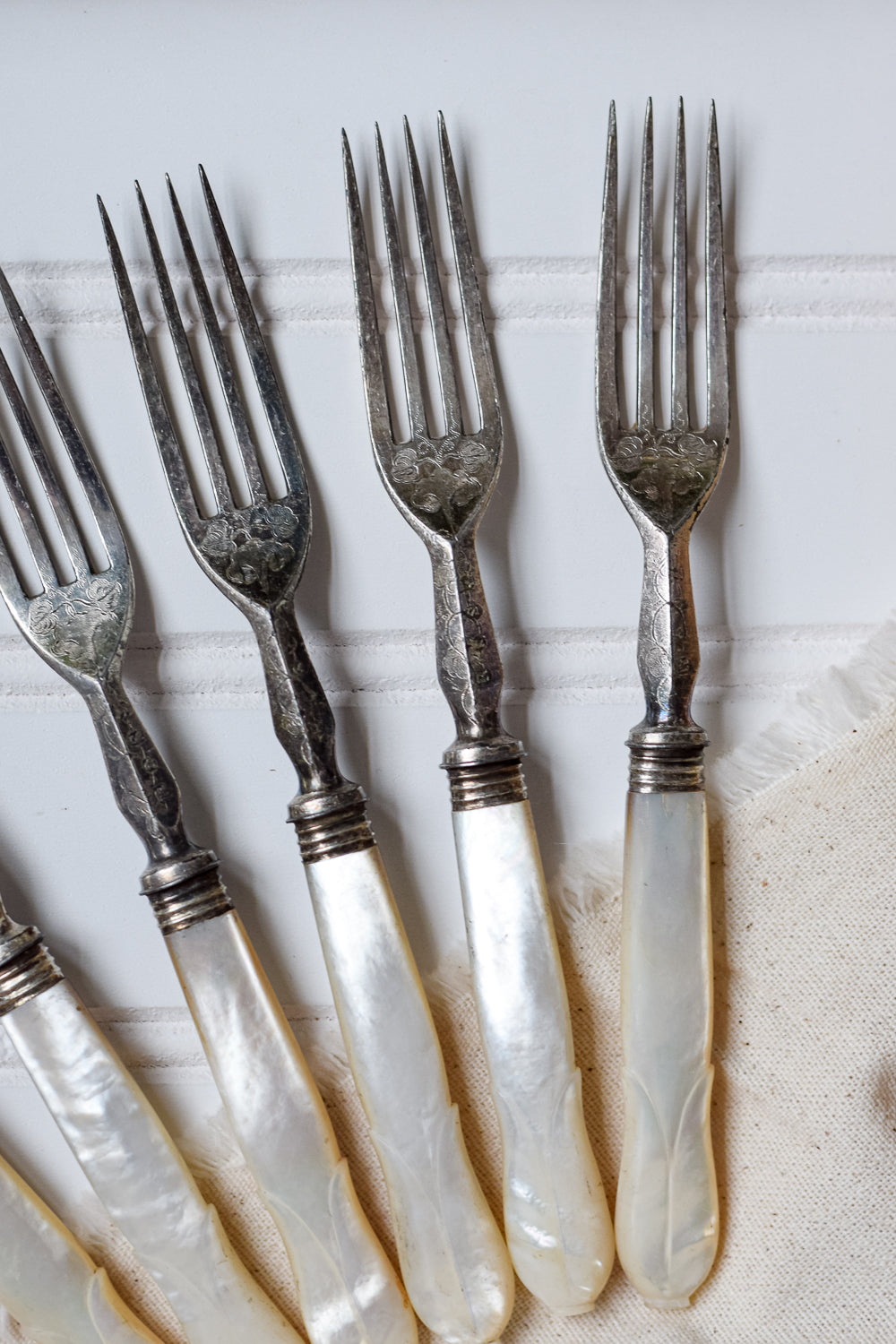 Set 6 Mother of Pearl Antique Forks