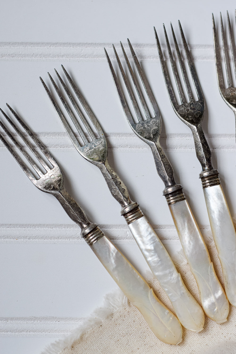 Set 6 Mother of Pearl Antique Forks