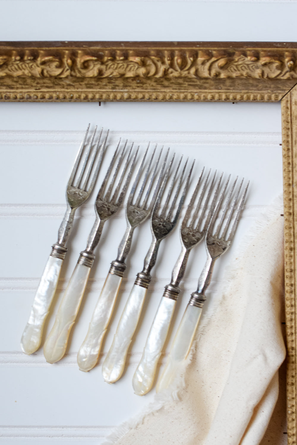 Set 6 Mother of Pearl Antique Forks