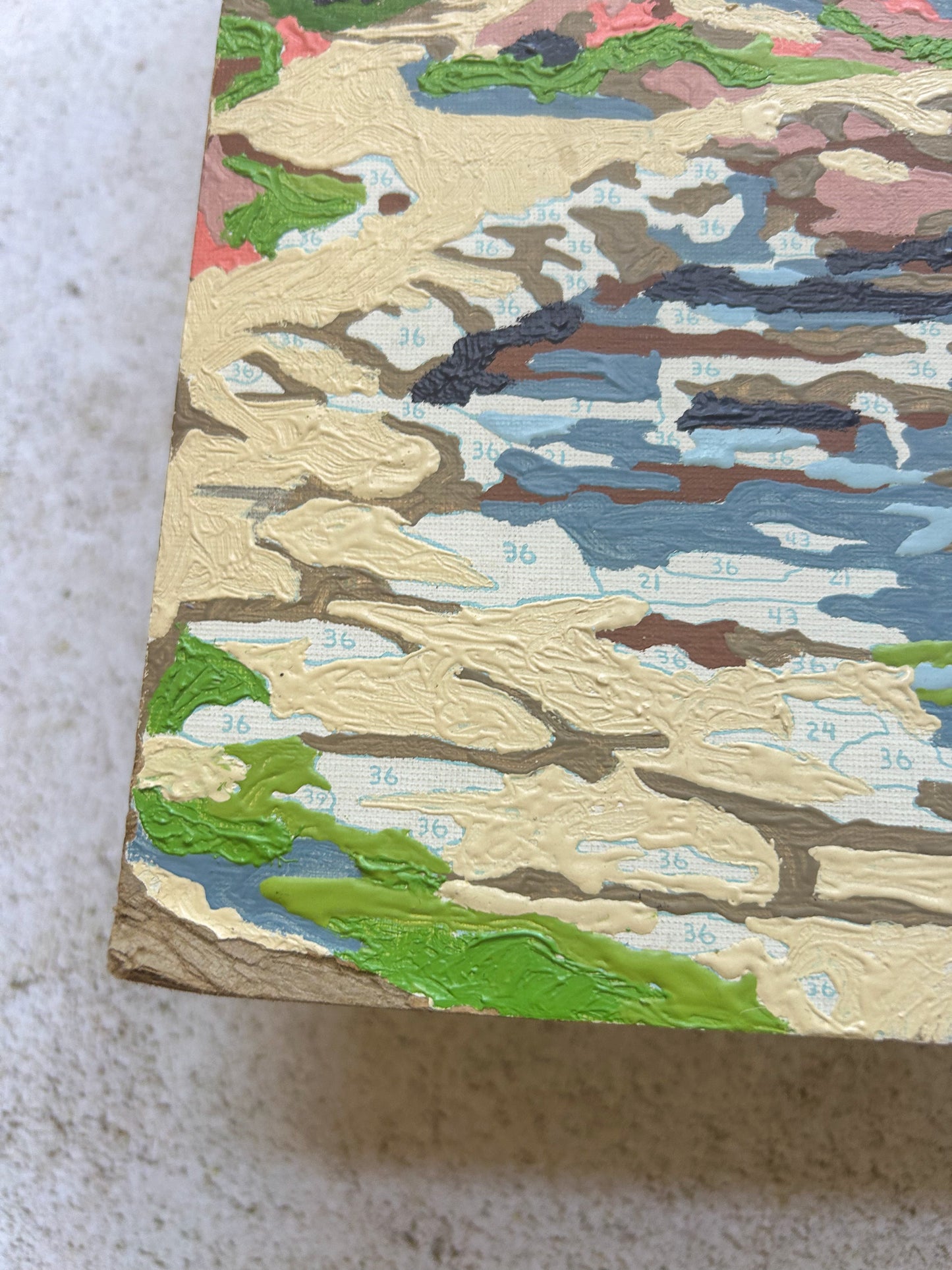 Vintage Paint by Number Boat on Lake Scene