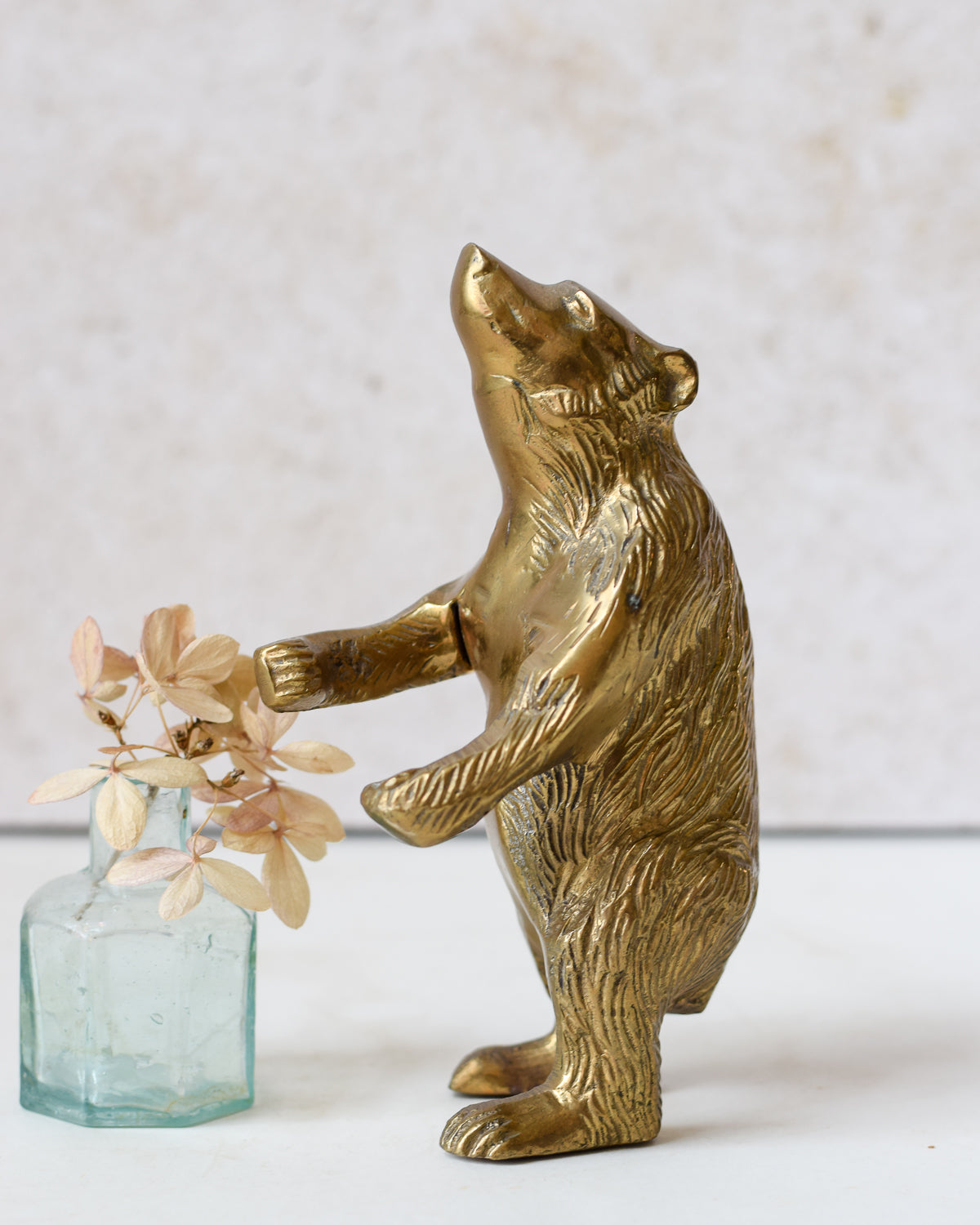 Vintage Brass Bear Statue