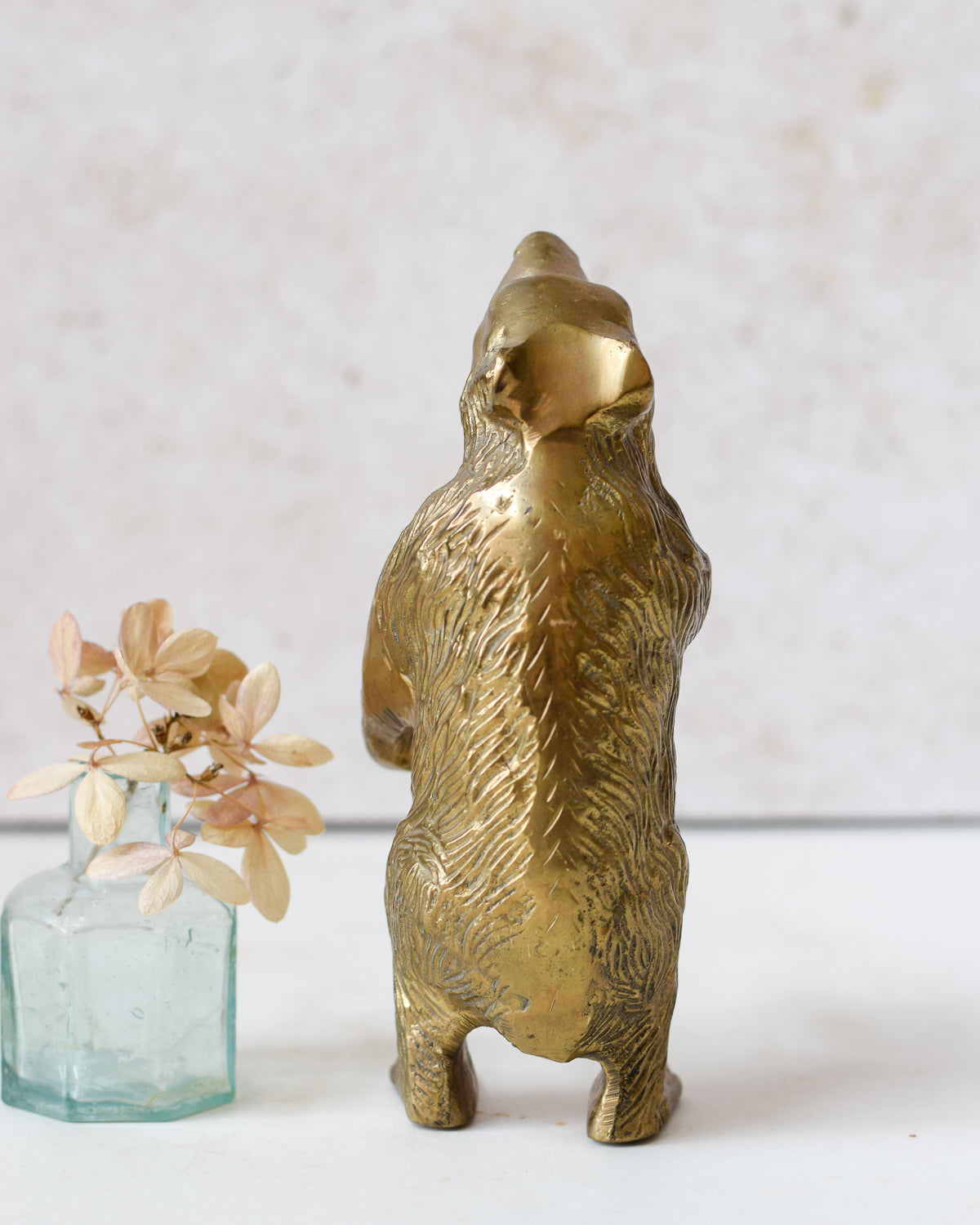 Vintage Brass Bear Statue