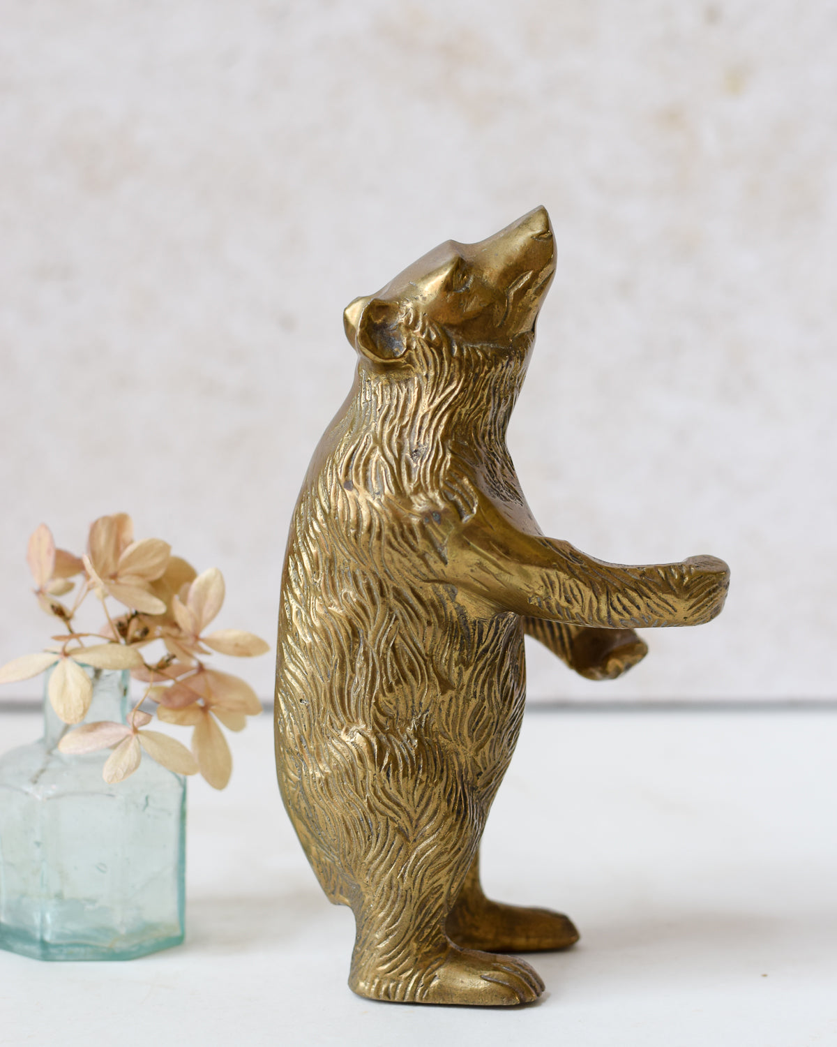 Vintage Brass Bear Statue