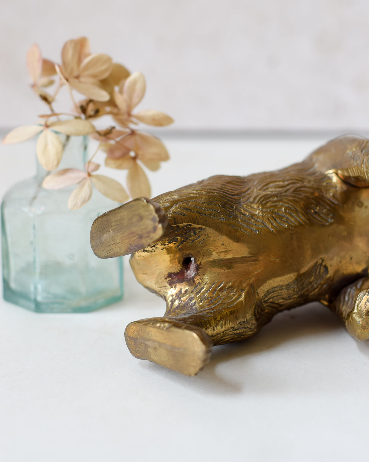 Vintage Brass Bear Statue