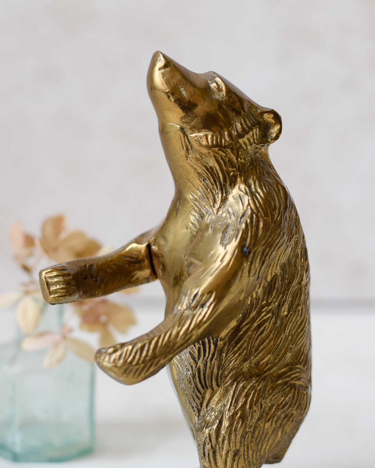 Vintage Brass Bear Statue