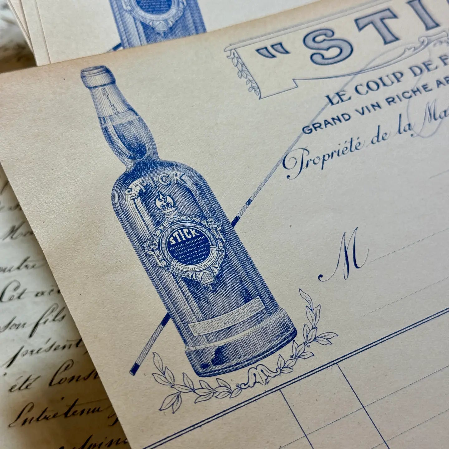 Bundle 5 Antique French Reciept Paper