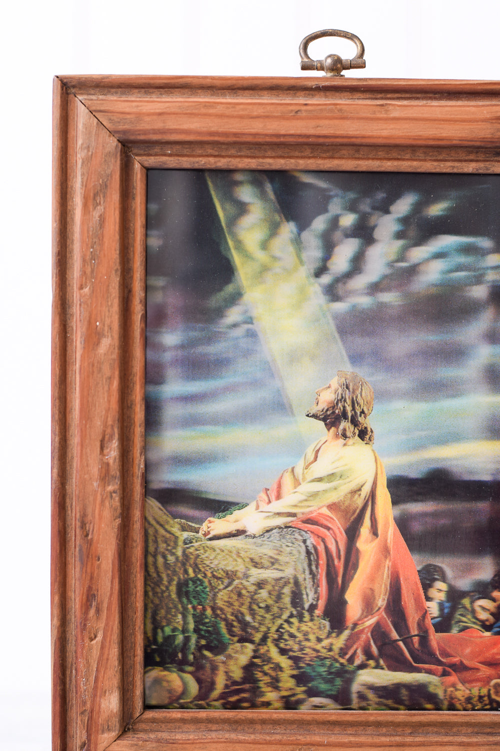 Vintage Religious Jesus in the Garden Framed Postcard