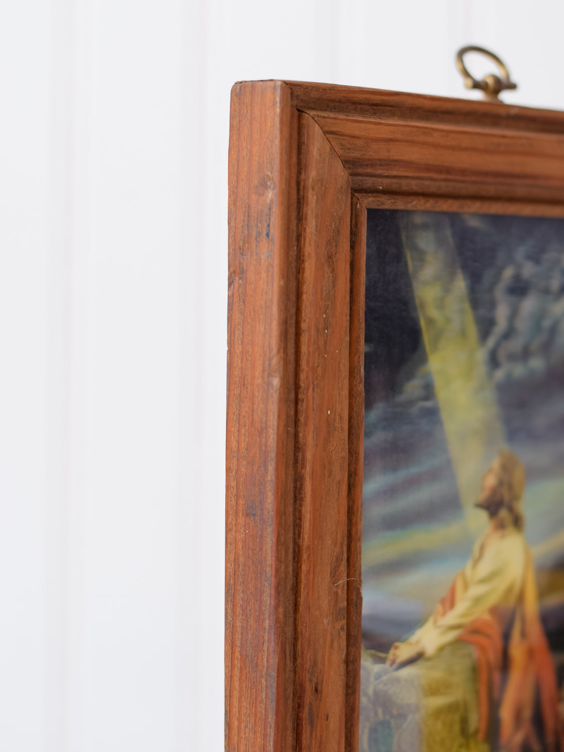 Vintage Religious Jesus in the Garden Framed Postcard