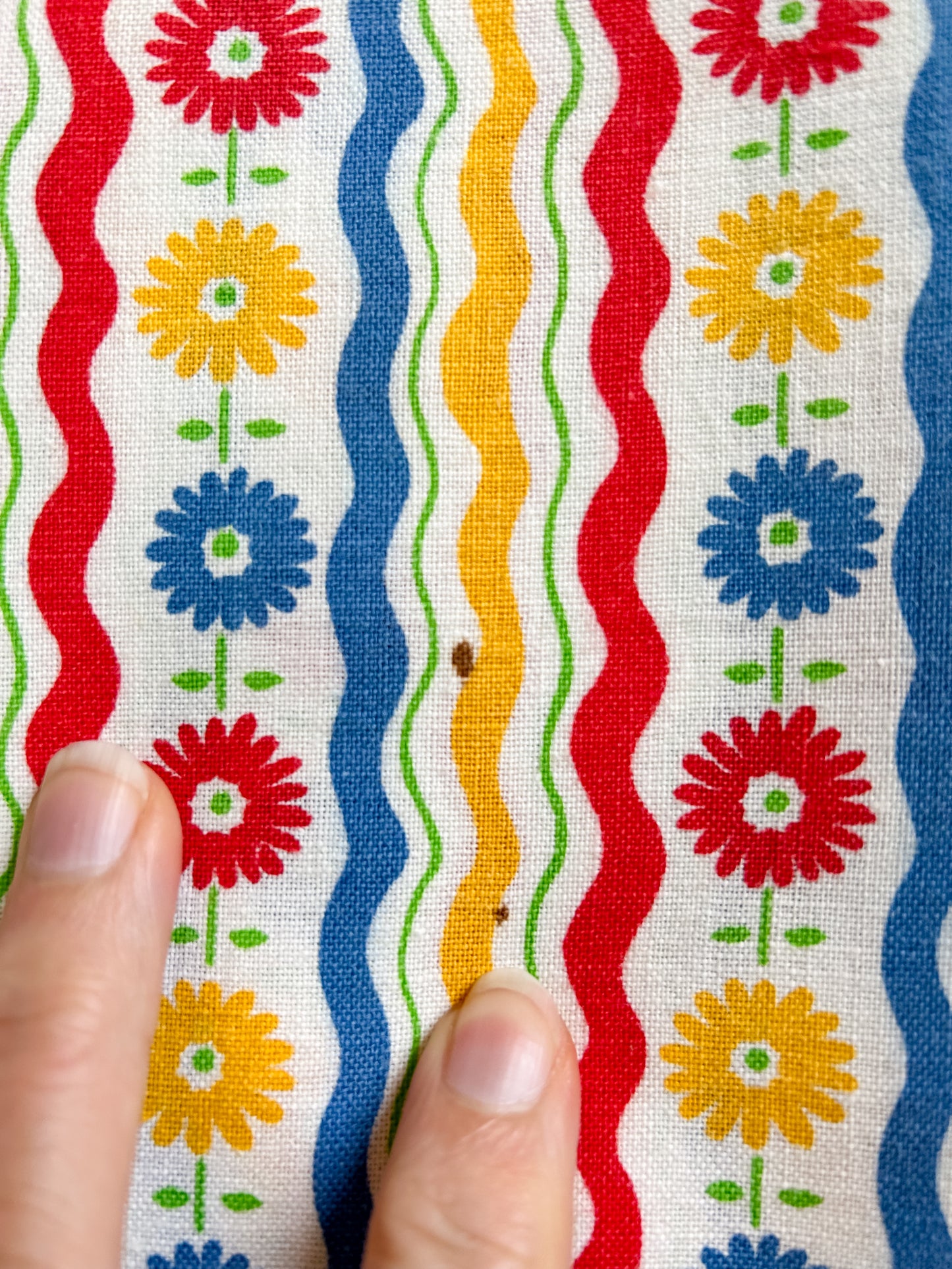 Red, Yellow, and Blue Mod Floral Vintage Feed Sacks