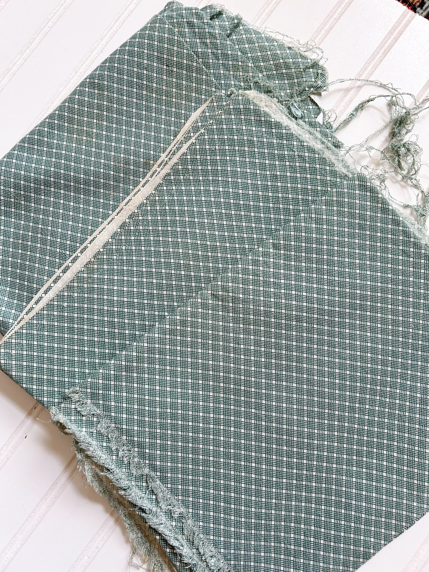 Set 3 Matching Green Geometric Vintage Feed Sacks