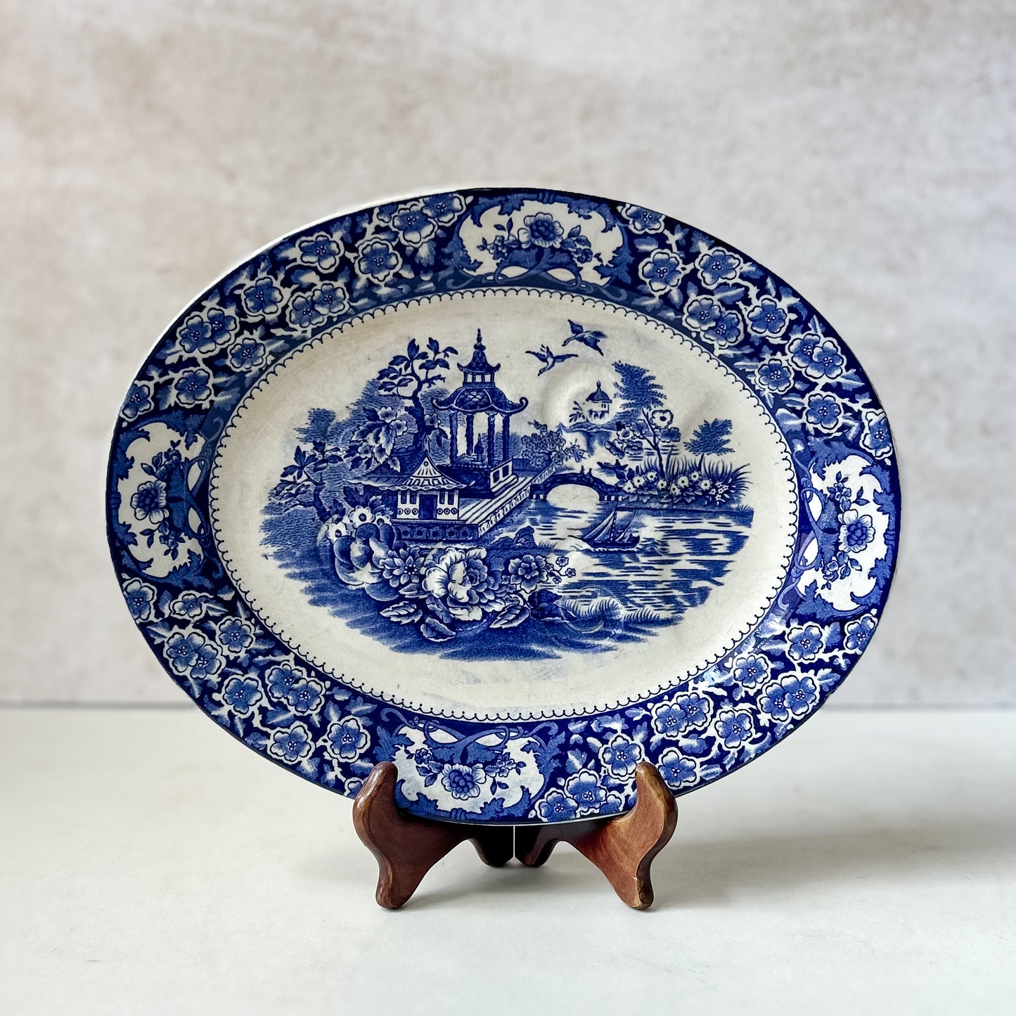 Antique Blue Willow Meat Plate
