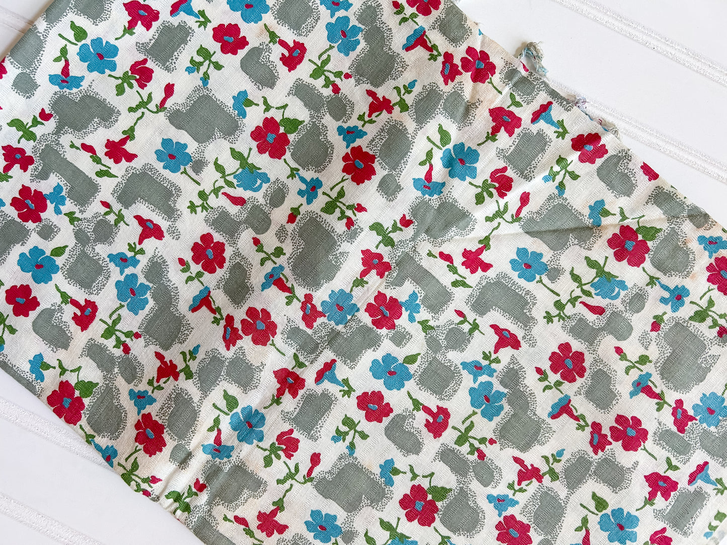 Single Geometric and Floral Print Feed Sack