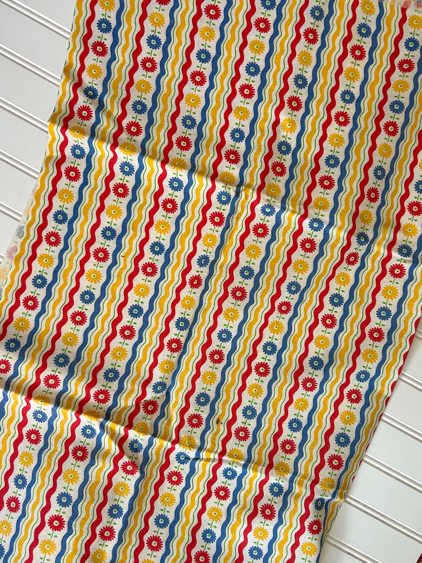 Red, Yellow, and Blue Mod Floral Vintage Feed Sacks