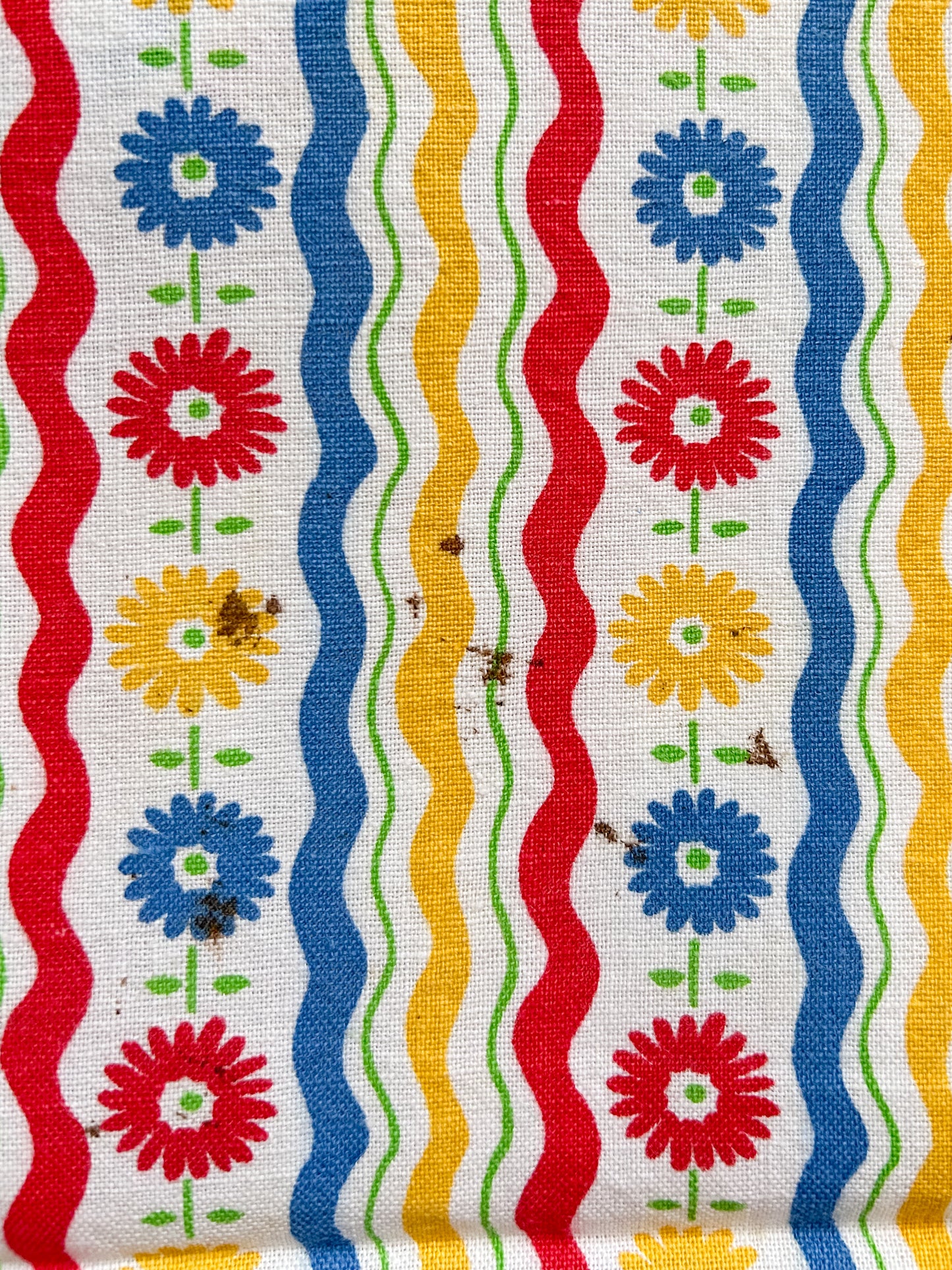 Red, Yellow, and Blue Mod Floral Vintage Feed Sacks