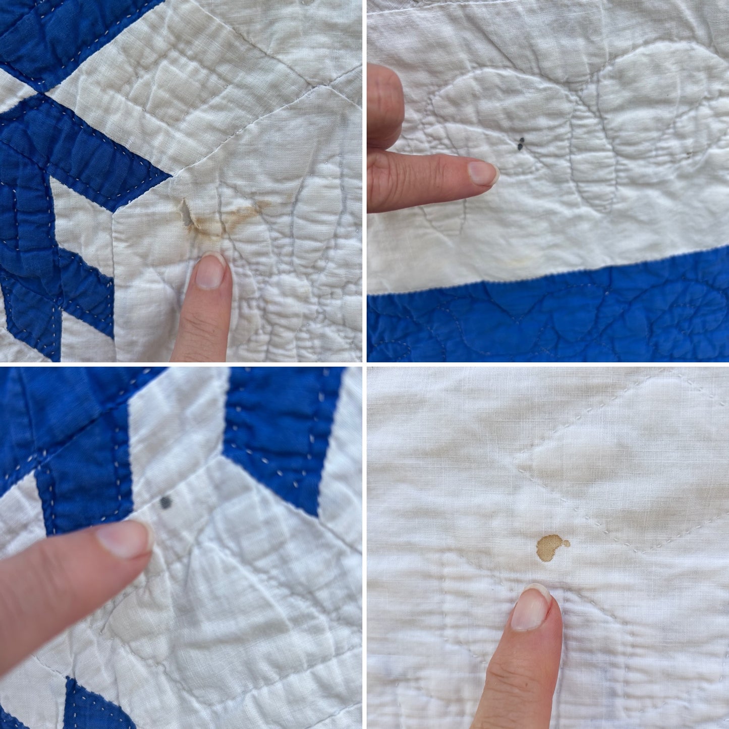 Vintage Blue & White Quilt with Ric-Rac Edge