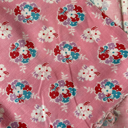 Single Pink Floral Vintage Feed Sack