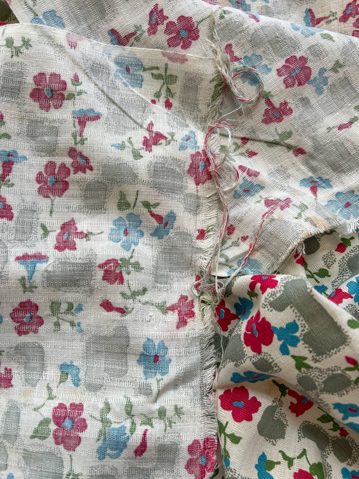 Single Geometric and Floral Print Feed Sack