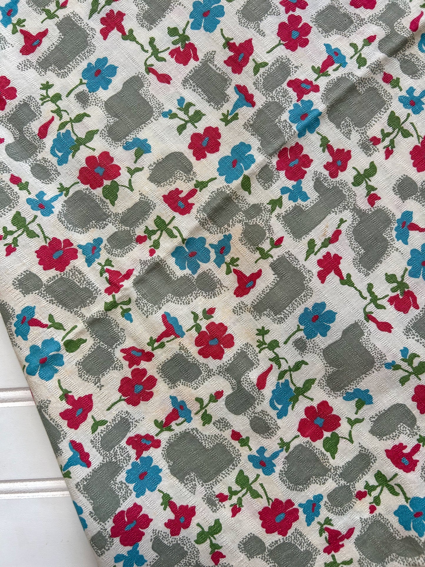 Single Geometric and Floral Print Feed Sack