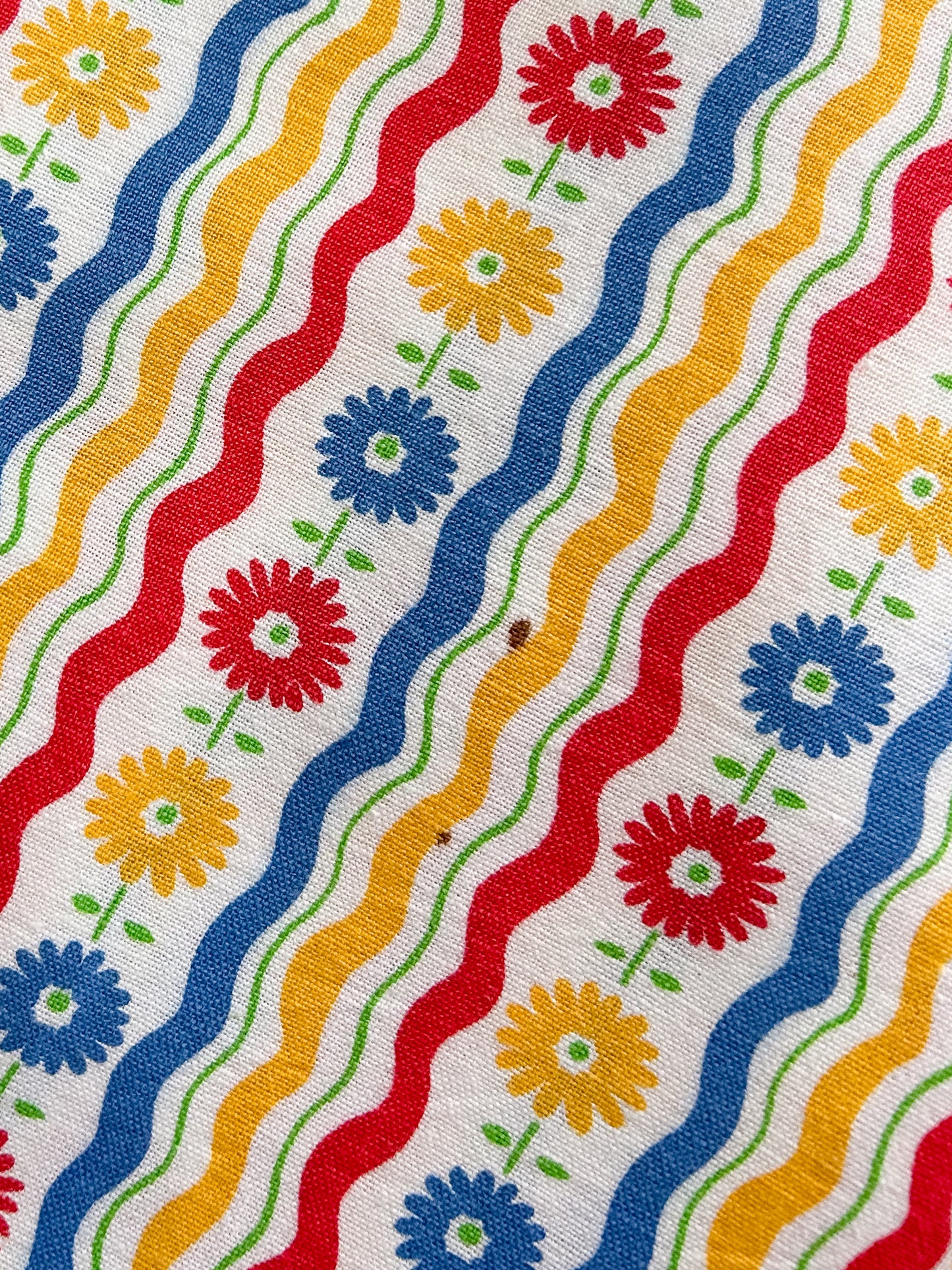 Red, Yellow, and Blue Mod Floral Vintage Feed Sacks