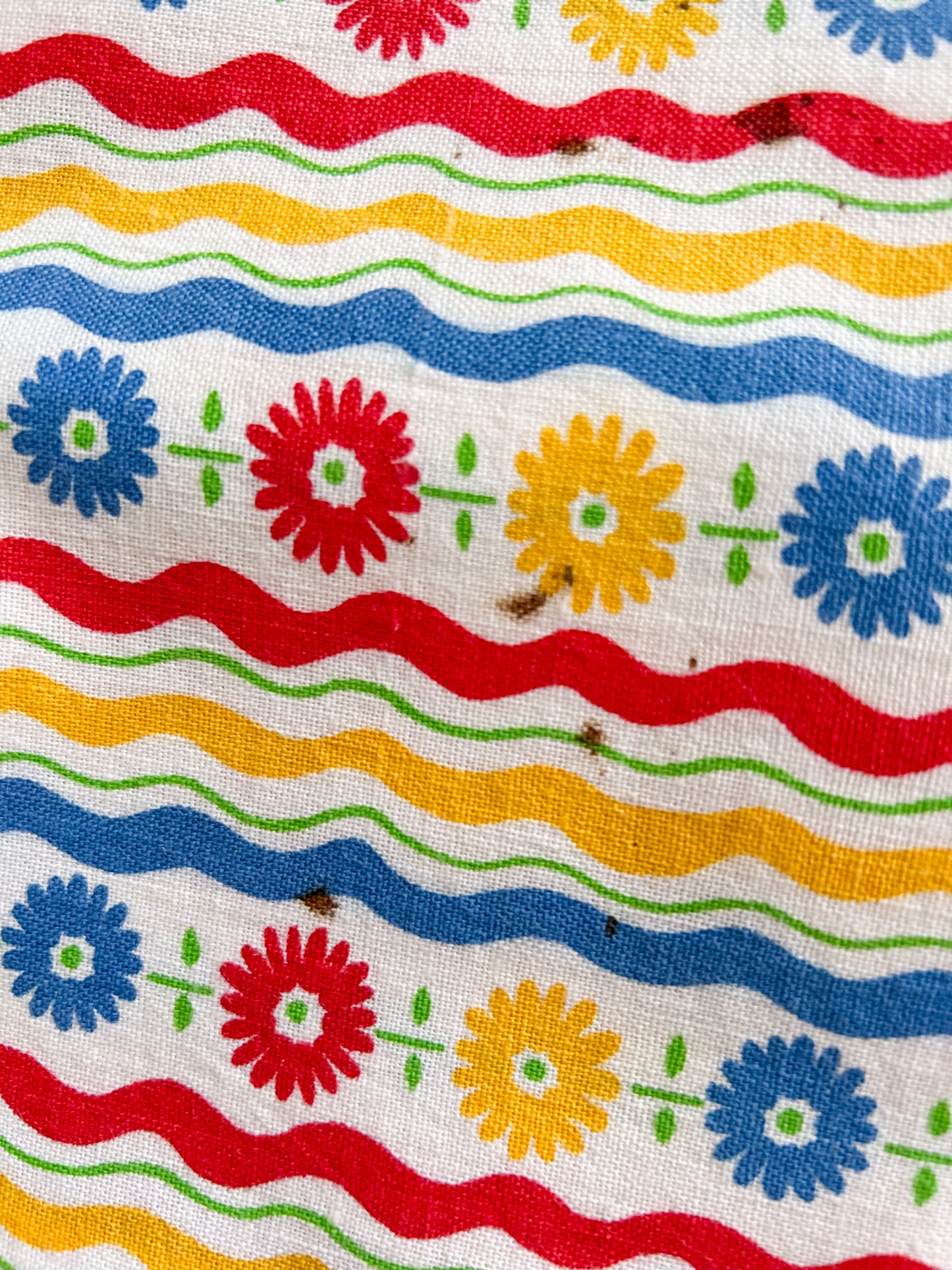 Red, Yellow, and Blue Mod Floral Vintage Feed Sacks