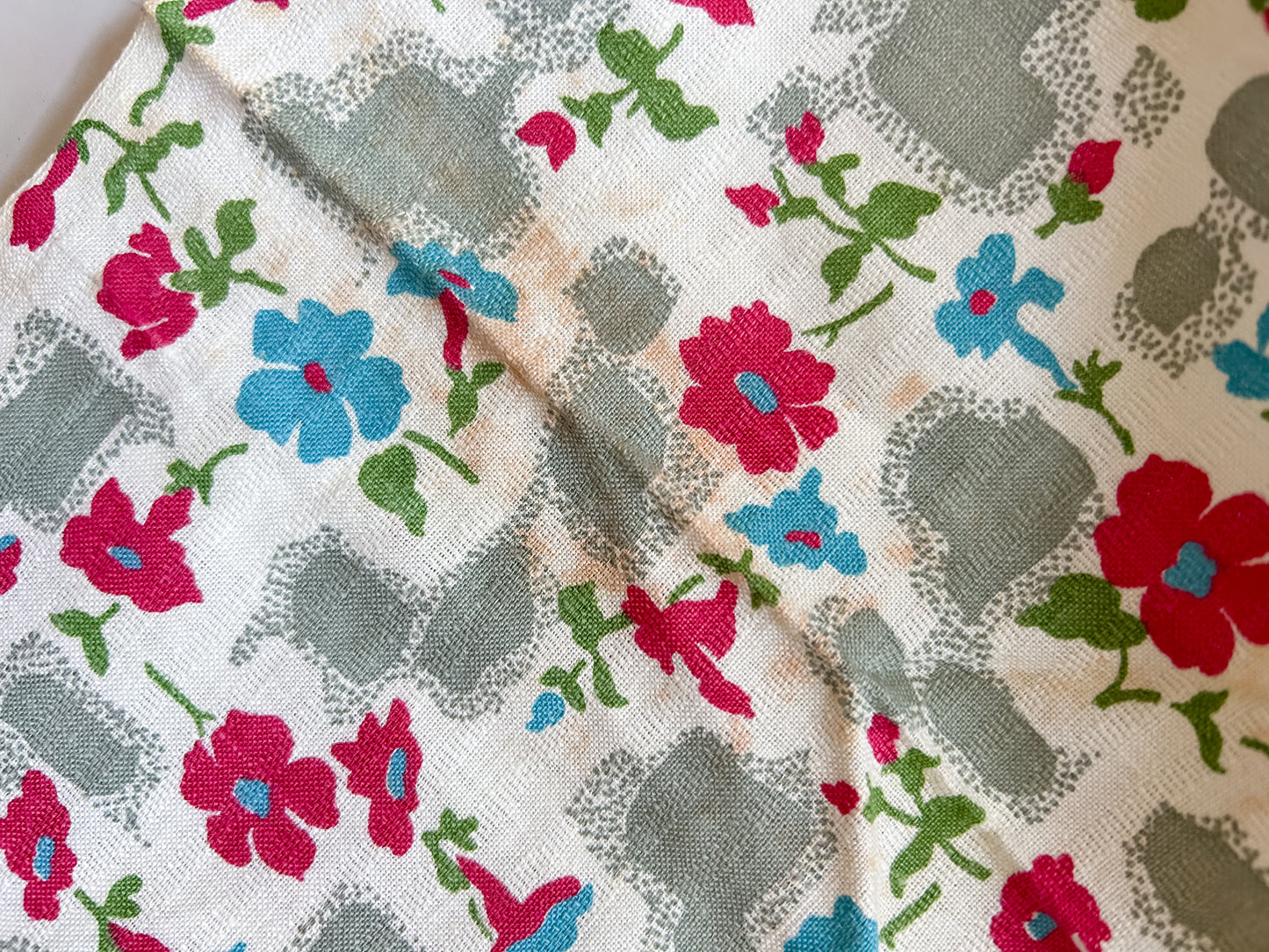 Single Geometric and Floral Print Feed Sack