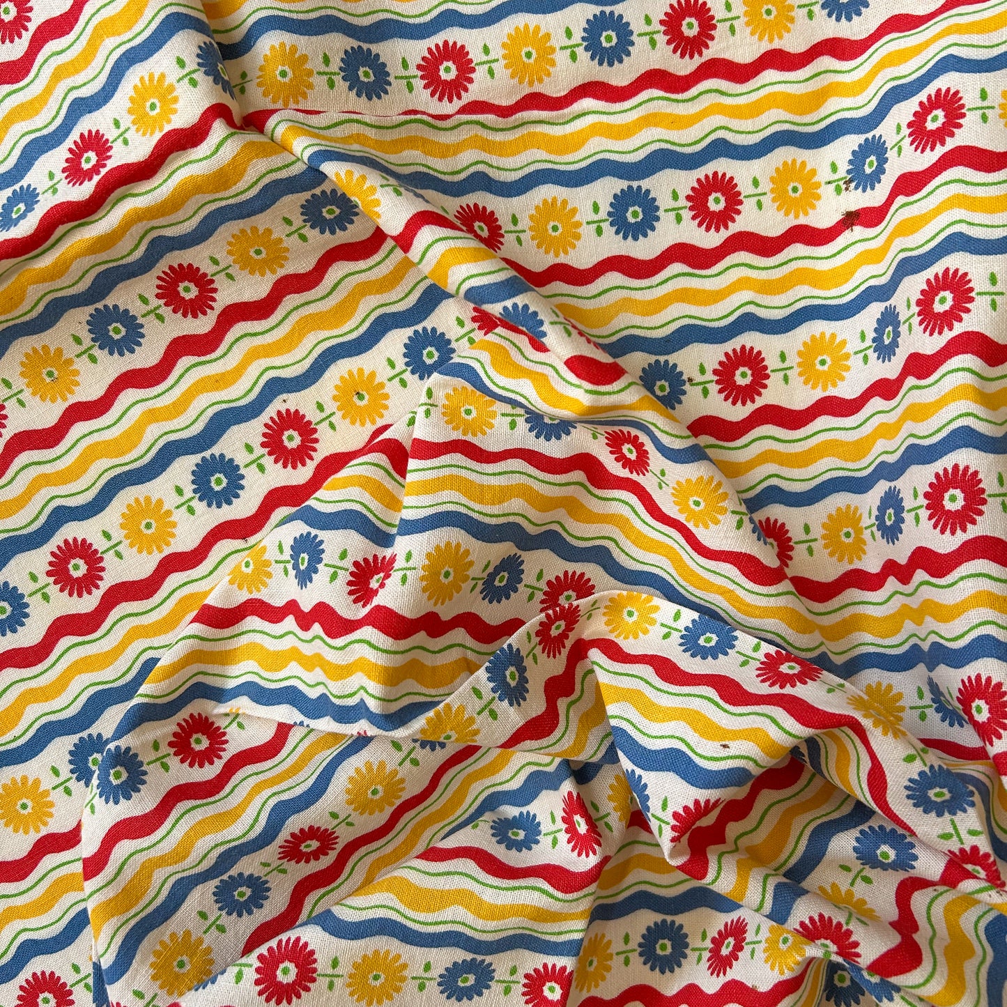 Red, Yellow, and Blue Mod Floral Vintage Feed Sacks