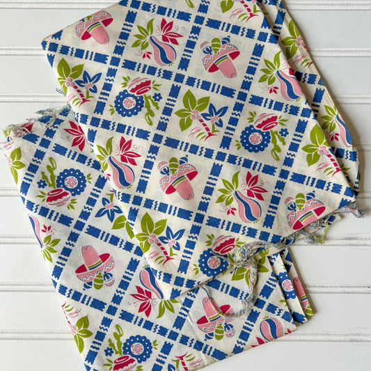 Pair 2 Tropical Novelty Vintage Feed Sacks