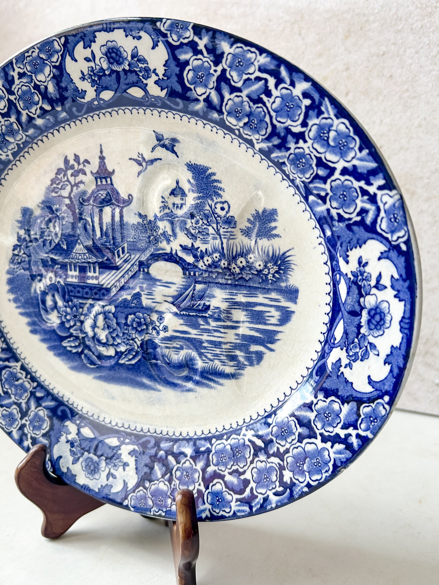 Antique Blue Willow Meat Plate