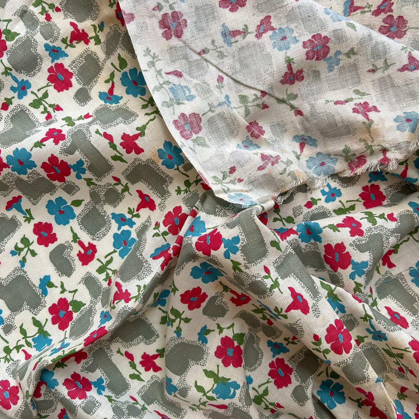 Single Geometric and Floral Print Feed Sack