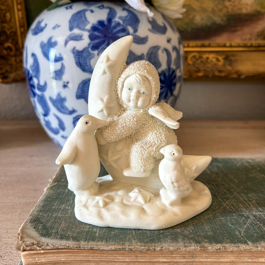 Dept 56 Snowbaby Figurine Riding on a Crescent Moon