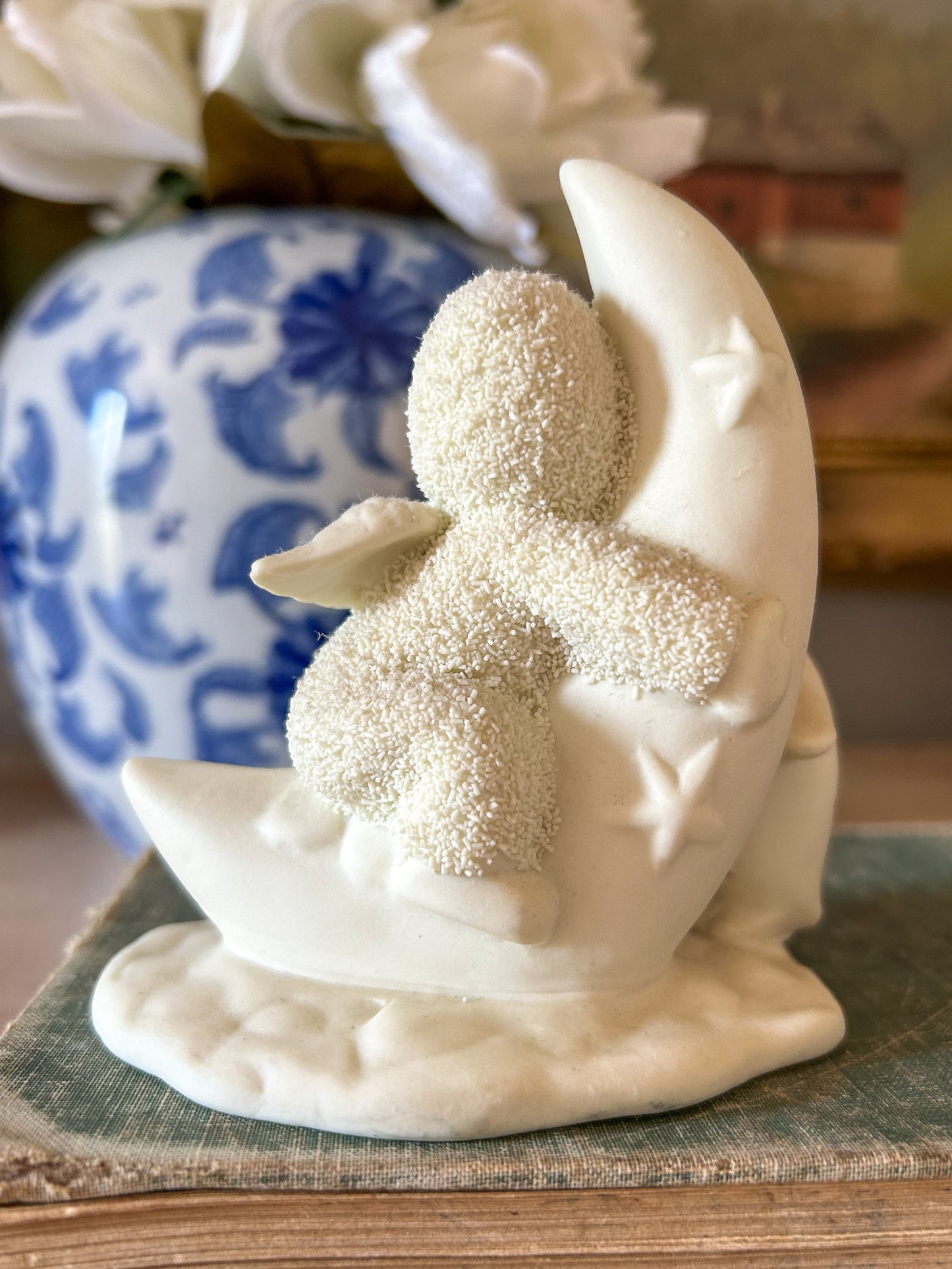 Dept 56 Snowbaby Figurine Riding on a Crescent Moon