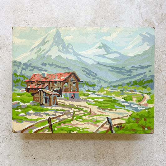 Vintage Paint by Number Mountain Scene