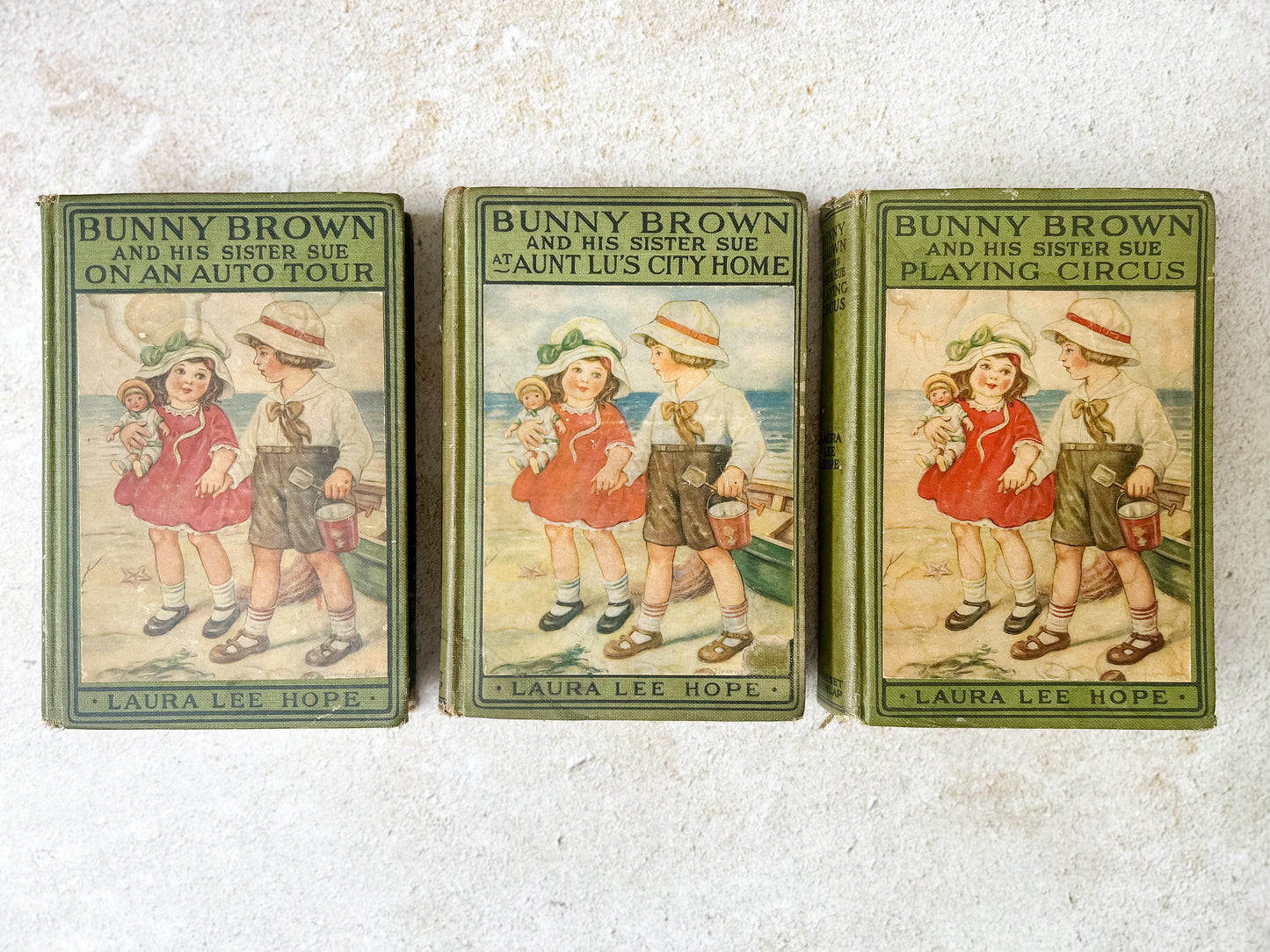 Set 3 Antique Bunny Brown Children's Books
