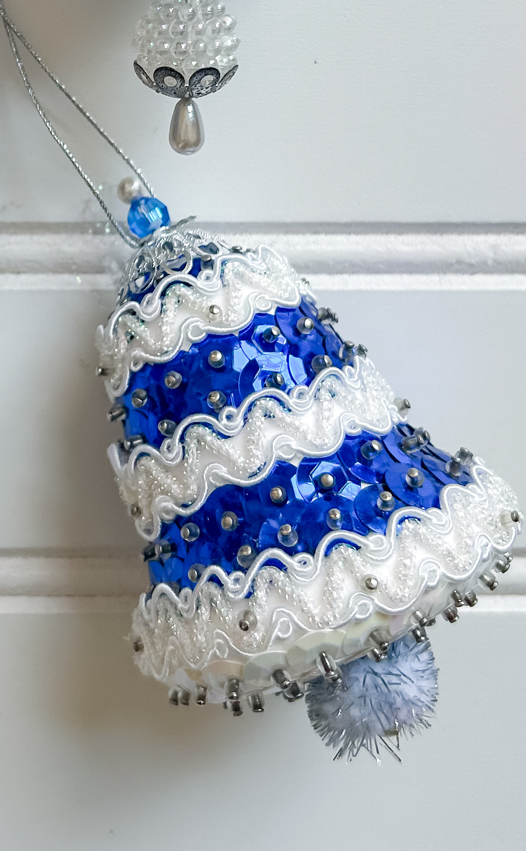 Set 3 Vintage Blue & White Pincushion Ornaments