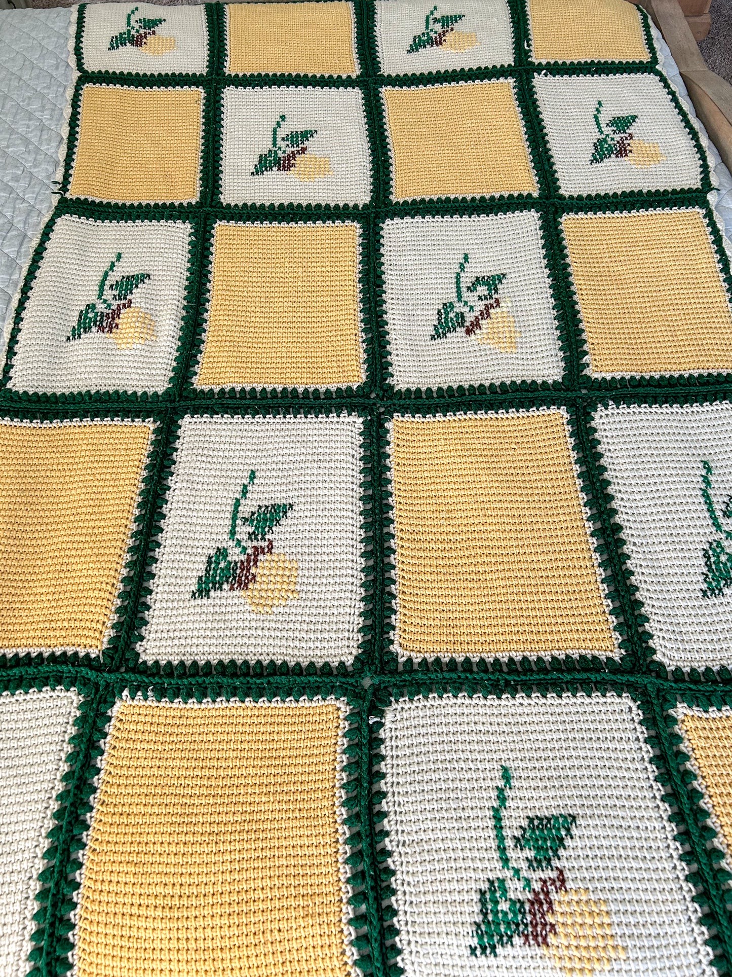 Vintage Granny Square Crochet Afghan