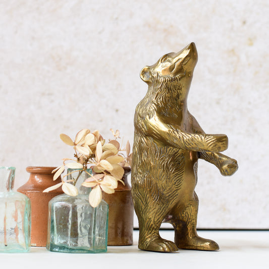 Vintage Brass Bear Statue